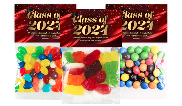 Red Curtain Personalised Graduation Lolly Bag With Topper
