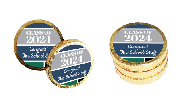 School Colours Personalised Graduation Chocolate Coin