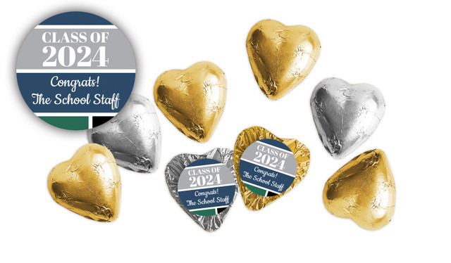 School Colours Personalised Graduation Foil Chocolate Hearts