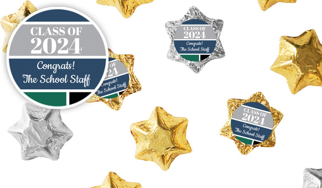School Colours Personalised Graduation Foil Chocolate Stars