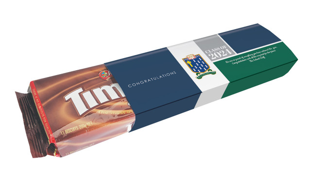 School Colours Personalised Graduation Pack Of Tim Tams