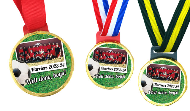 Soccer Photo Personalised Chocolate Gold Medal