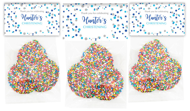 Confetti In Blue & Silver Custom Christening Speckle Bag