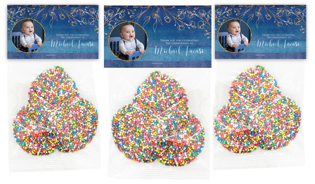 Navy Gold Photo Custom Christening Speckle Bag