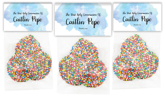 A Splash Of Watercolour Blue Communion Personalised Speckle Bag