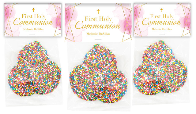 Pink Watercolour with Gold Communion Personalised Speckle Bag