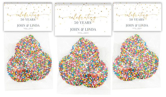 Falling Confetti Anniversary Personalised Speckle Bag