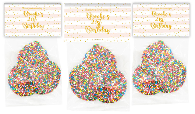 Striped Gold Confetti Custom Birthday Speckle Bags