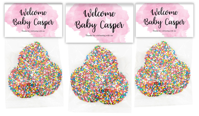 A Splash Of Watercolour Pink Birth Announcement Speckle Bags