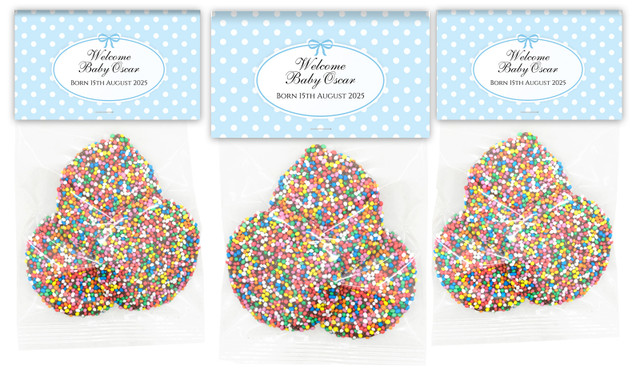 Polkadots In Blue Birth Announcement Speckle Bags