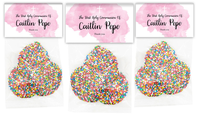 A Splash Of Watercolour Pink Communion Personalised Speckle Bag