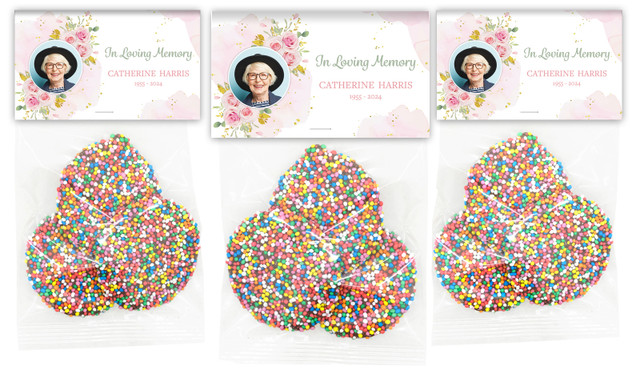 Pink Floral Funeral Personalised Speckle Bag