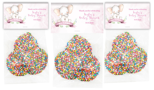 Sitting Elephant Pink Baby Shower Personalised Speckle Bag