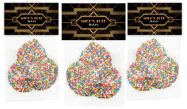 Art Deco Gold Birthday Party Personalised Speckle Bags