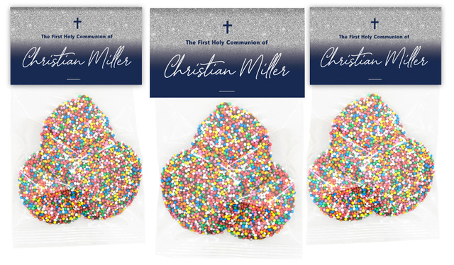 Blue and Silver glitter Communion Personalised Speckle Bag
