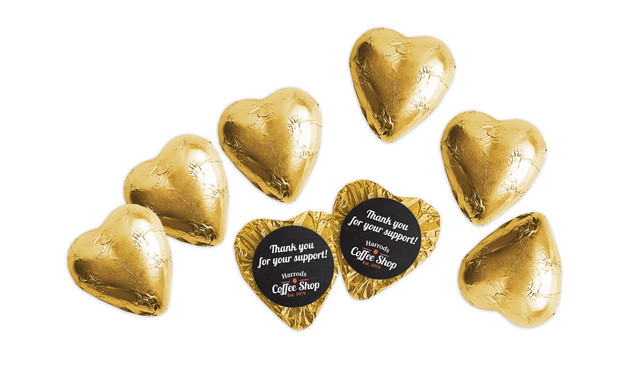 Branded Restaurant And Cafe Foil Chocolate Hearts