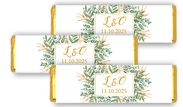 Leaves on Gold Personalised Cadbury Chocolate Bar