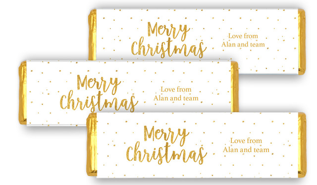 Gold Confetti Stars Christmas Personalised Cadbury Chocolate Bar
