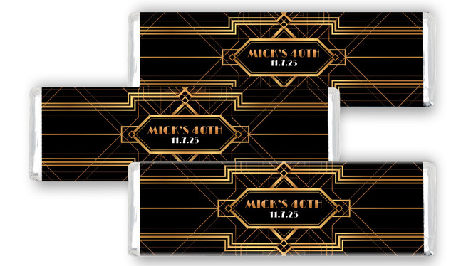 Art Deco Gold Birthday Personalised Cadbury Chocolate Bar
