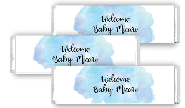A Splash Of Watercolour Blue Birth Announcement Cadbury Chocolate Bar