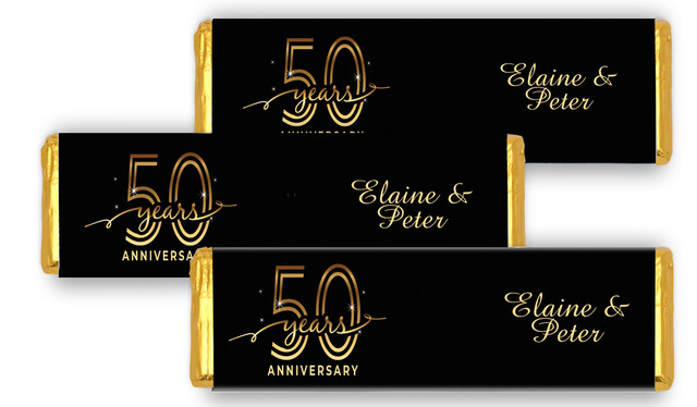 Big Number Gold Anniversary Personalised Cadbury Chocolate Bar