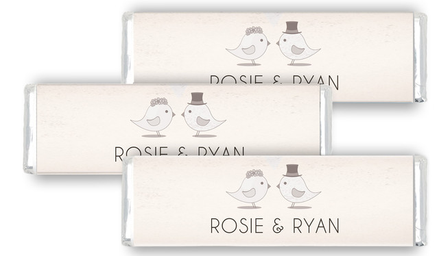 Sepia Love Birds Wedding Personalised Cadbury Chocolate Bar