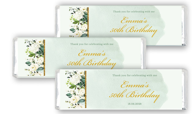Elegant Greenery Birthday Custom Cadbury Chocolate Bar