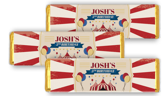 Retro Circus Birthday Personalised Cadbury Chocolate Bar