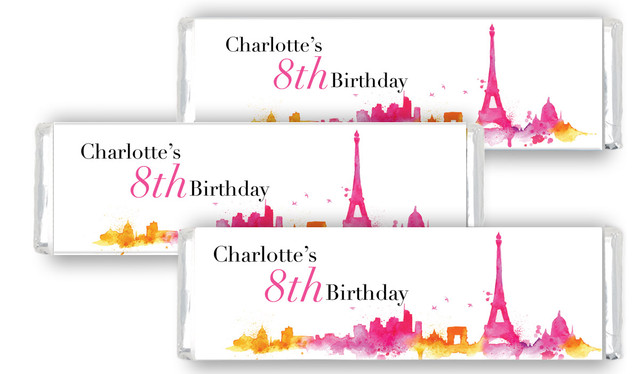 Paris Watercolour Birthday Personalised Cadbury Chocolate Bar