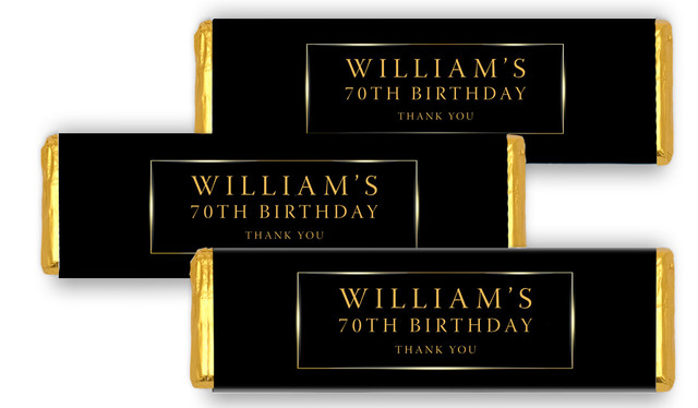 Gold On Black Birthday Cadbury Chocolate Bar Favours