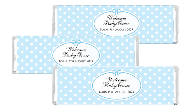 Polkadots In Blue Birth Announcement Cadbury Chocolate Bar