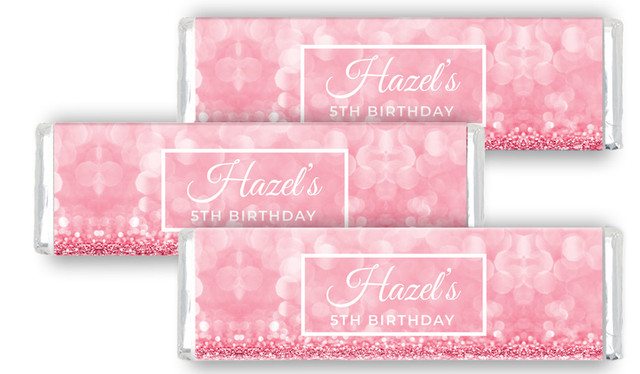 Pink Glitter Birthday Personalised Cadbury Chocolate Bar
