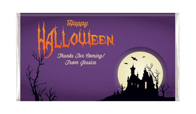 Creepy House Halloween Personalised Chocolates Bar