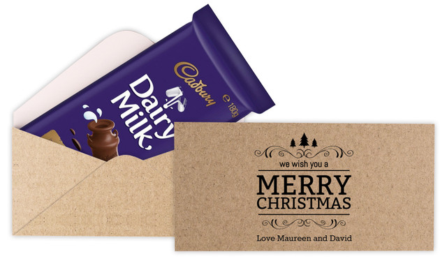 Merry Christmas On Kraft Cadbury Bar Box (Box Only)