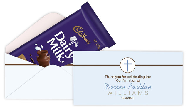 Cross On Blue Personalised Confirmation Cadbury Bar Box