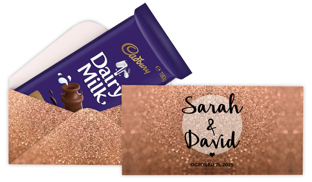 Glitter Rose Gold Personalised Cadbury Bar Box (Box Only)
