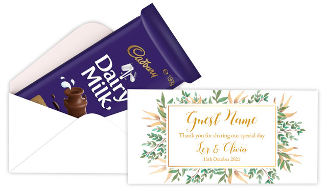 Leaves On Gold Personalised Cadbury Bar Box (Box Only)