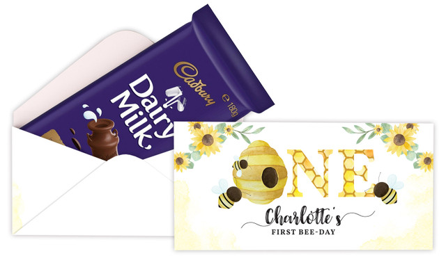 Bee 1st Birthday Personalised Cadbury Bar Box (Box Only)