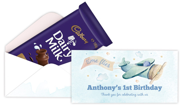 Vintage Plane Personalised 1st Birthday Cadbury Bar Box (Box Only)