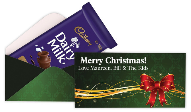 Christmas Bow Personalised Cadbury Bar Box (Box Only)