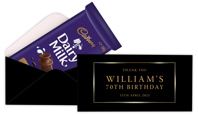 Gold On Black Custom Birthday Cadbury Bar Box Favour (Box Only)