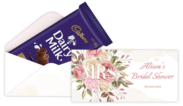 Mrs Floral Personalised Bridal Shower Cadbury Bar Box