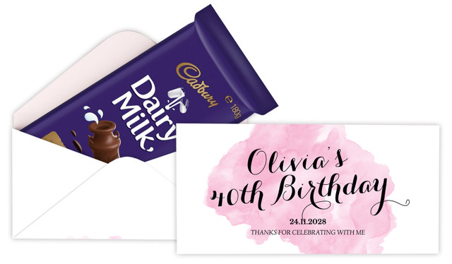 A Splash Of Water Colour Pink Personalised Cadbury Bar Box (Box Only)