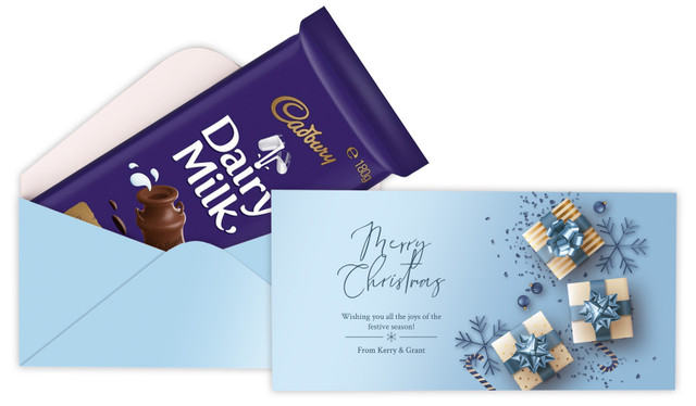 Baby Blue Christmas Custom Cadbury Bar Box (Box Only)