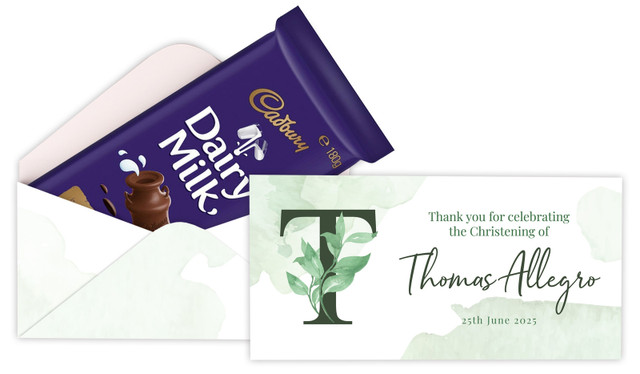Monogram Green Personalised Christening Cadbury Bar Box (Box Only)