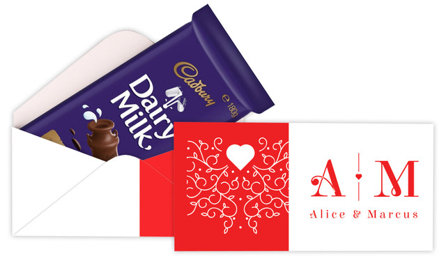 Ornamental Monogram Engagement Personalised Cadbury Bar Box