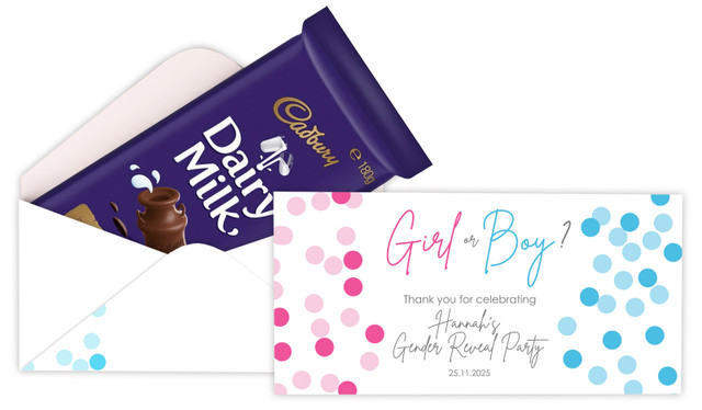 Confetti Gender Reveal Cadbury Bar Box (Box Only)