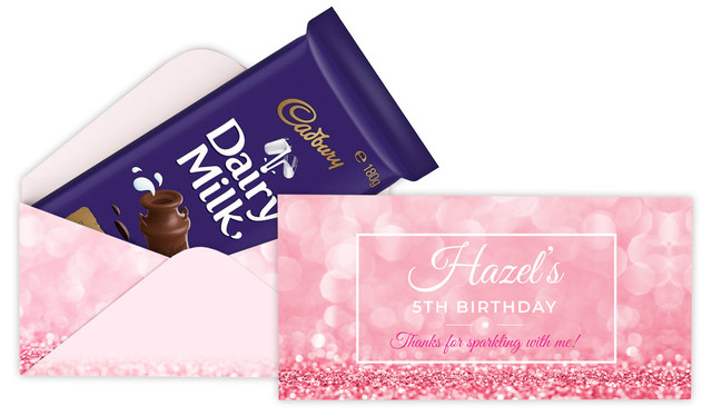 Pink Glitter Birthday Party Personalised Cadbury Bar Box (Box Only)