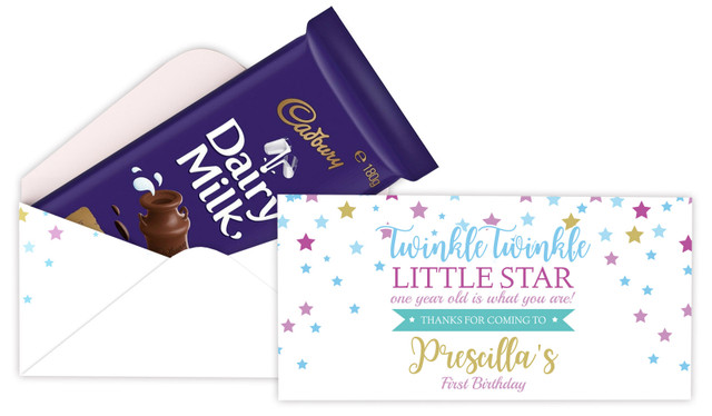 Twinkle Star 1st Birthday Party Personalised Cadbury Bar Box (Box Only)