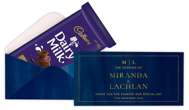 Monogram On Navy Personalised Cadbury Bar Box (Box Only)